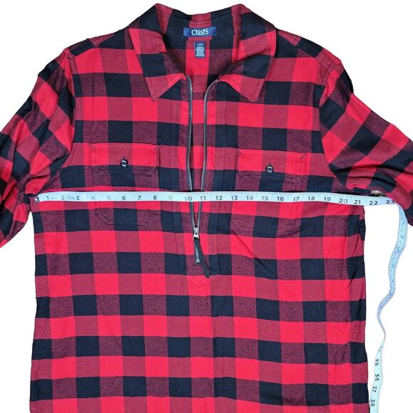 Chaps Buffalo Plaid 1/2 Zip Pullover Shacket Women's SZ LG - Picture 2 of 10